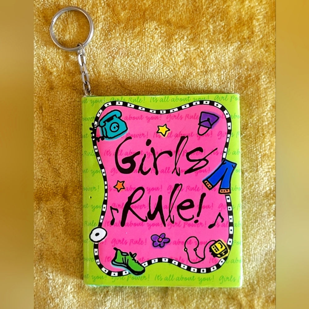 GIRLS RULE! MINI BOOK KEY CHAIN IN PERFECT CONDITION! Great Gift!!!